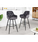 Chaise de bar en velours gris vendu par 2
