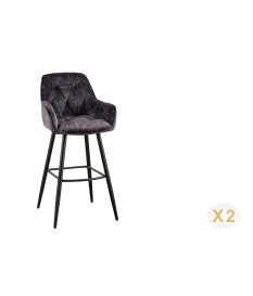 Chaise de bar en velours gris vendu par 2