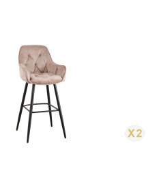 Chaise de bar en velours champagne vendu par 2