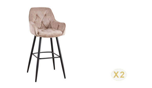 Chaise de bar en velours champagne vendu par 2