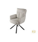 2 Chaises rétro à ressorts bouclé beige