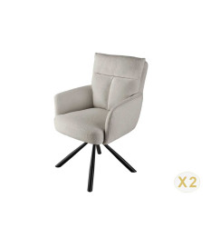 2 Chaises rétro à ressorts bouclé beige