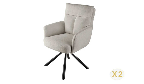 2 Chaises rétro à ressorts bouclé beige