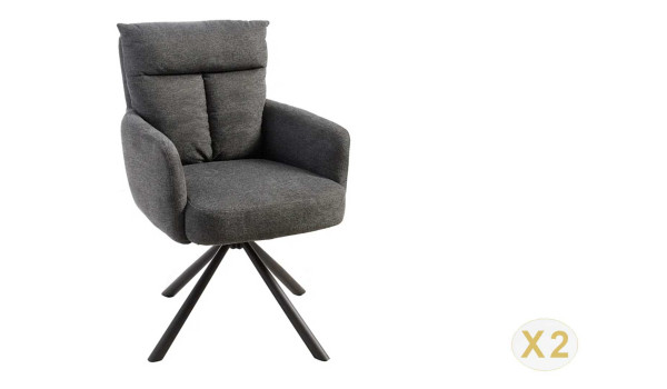2 Chaises rétro à ressorts bouclé gris