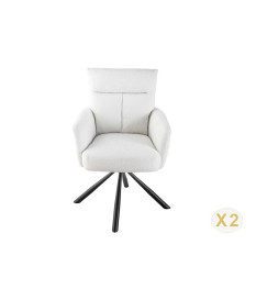 2 Chaises rétro à ressorts bouclé blanches
