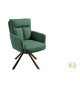 2 Chaises rétro à ressorts tissu vert