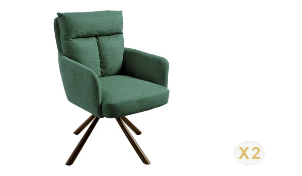 2 Chaises rétro à ressorts tissu vert