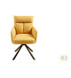 2 Chaises rétro à ressorts tissu jaune