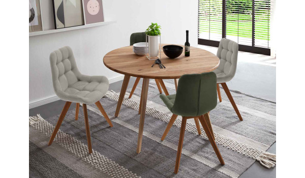 Table ronde en bois de chêne massif 120 cm