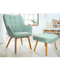 Fauteuil Scandinave design tissu vert citron