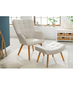 Fauteuil Scandinave design tissu beige