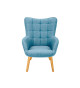 Fauteuil Scandinave design tissu bleu clair