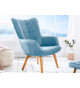 Fauteuil Scandinave design tissu bleu clair