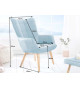 Fauteuil Scandinave design tissu bleu clair