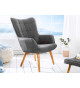 Fauteuil Scandinave design tissu gris