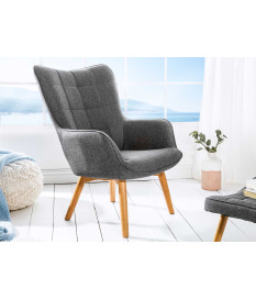 Fauteuil Scandinave design tissu gris