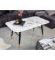 Table basse en verre marbre blanc 110 cm