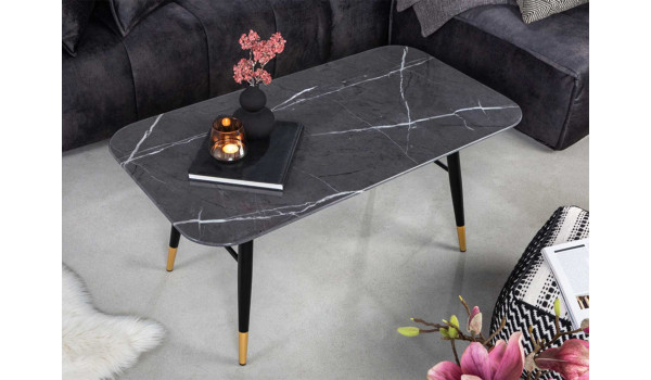 Table basse en verre marbre anthracite 110 cm