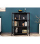 Commode à porte en verre plissée et métal noir