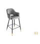 Tabouret de bar confortable en tissu gris