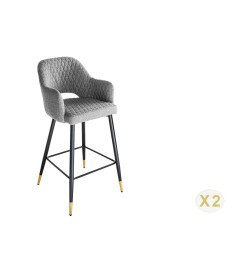 Tabouret de bar confortable en tissu gris