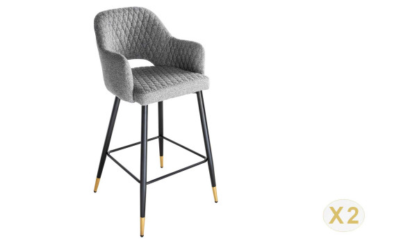 Tabouret de bar confortable en tissu gris