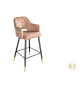 Tabouret de bar confortable en velours grège