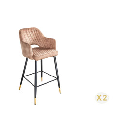 Tabouret de bar confortable en velours grège