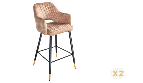 Tabouret de bar confortable en velours grège