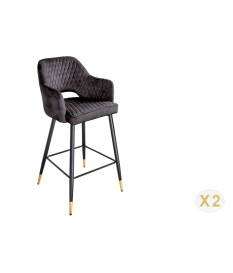 Tabouret de bar confortable en velours anthracite