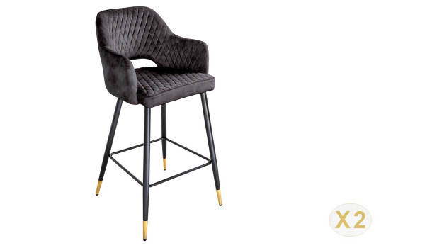 Tabouret de bar confortable en velours anthracite