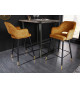 Tabouret de bar confortable en velours jaune moutarde