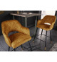 Tabouret de bar confortable en velours jaune moutarde