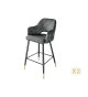 Tabouret de bar confortable en velours gris-vert