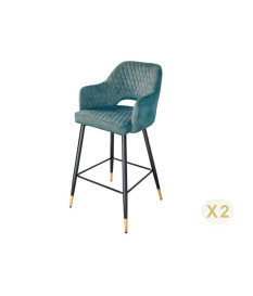 Tabouret de bar confortable en velours bleu pétrole