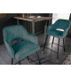 Tabouret de bar confortable en velours bleu pétrole
