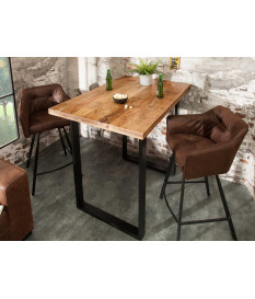 Table haute de bar en bois massif et pied métal