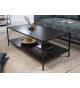 Table basse frêne foncé et métal noir mat 120 cm