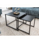Table d'appoint carrée emboîtable frêne foncé et métal