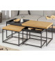 Table basse, une + deux emboîtables chêne et noir