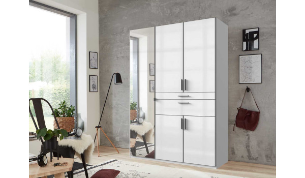 Armoire dressing miroir, rangement et tiroirs