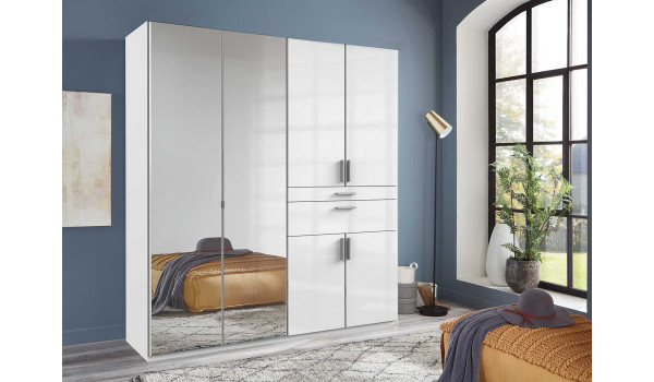 Armoire dressing miroir, rangement et tiroirs