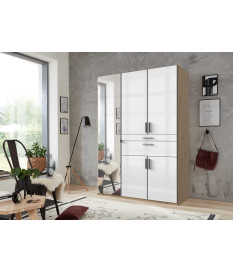 Armoire penderie miroir, rangement et tiroirs