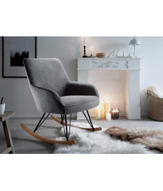 Fauteuil à bascule en tissu gris