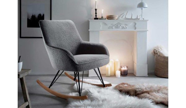 Fauteuil à bascule en tissu gris
