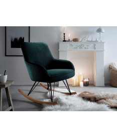 Fauteuil à bascule en tissu vert