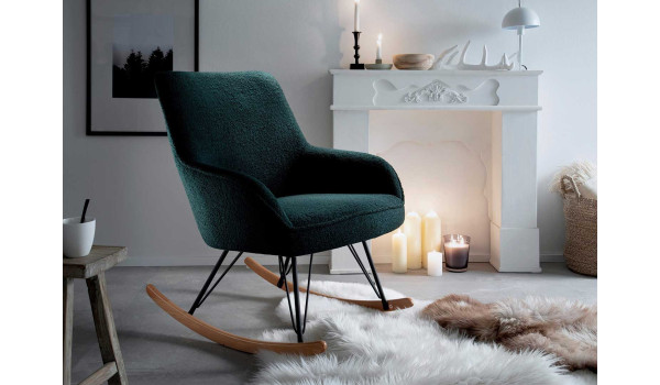 Fauteuil à bascule en tissu vert