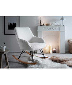 Fauteuil à bascule en tissu blanc