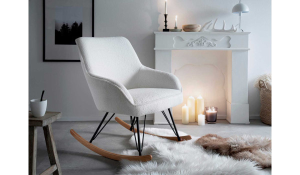 Fauteuil à bascule en tissu blanc