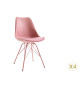 Chaise rose matelassée simili cuir rose / Pieds métal rose